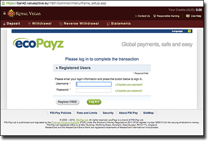 ecoPayz online gambling deposits