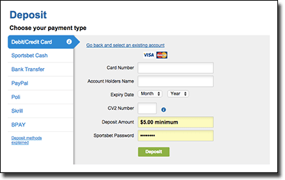 Depositing at Sportsbet with MasterCard