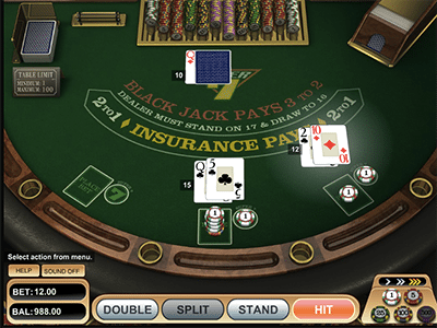 Super 7s Blackjack online by BetSoft